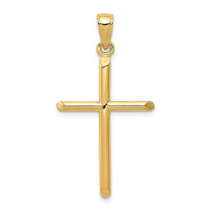 14k Polished Tube Cross Pendant