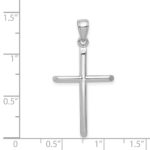 14k White Gold Polished Tube Cross Pendant - Image 4