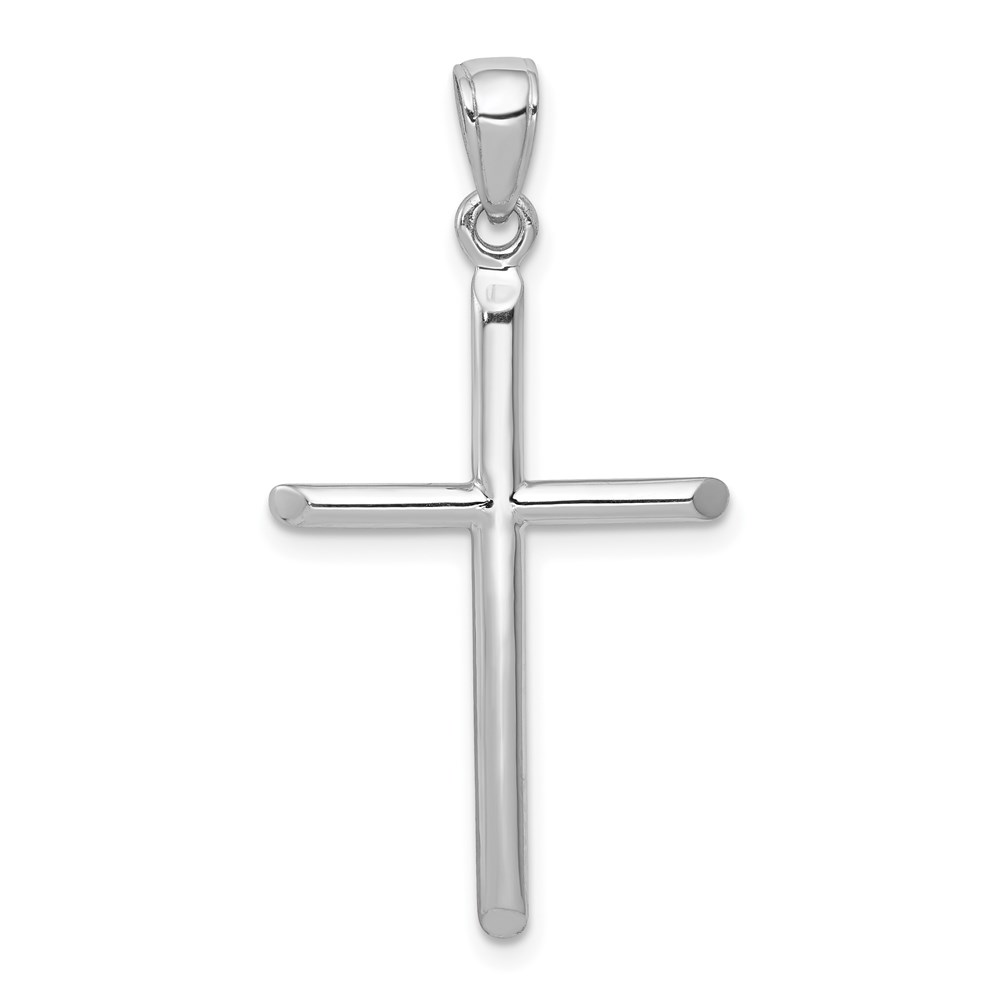 D1660W.jpg 14k White Gold Polished Tube Cross Pendant - Image 1