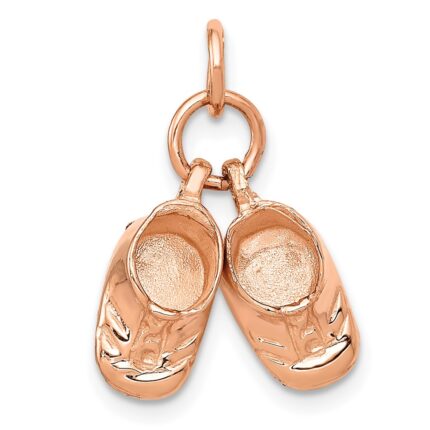 14k Rose Gold 3-D Moveable Baby Shoes Charm
