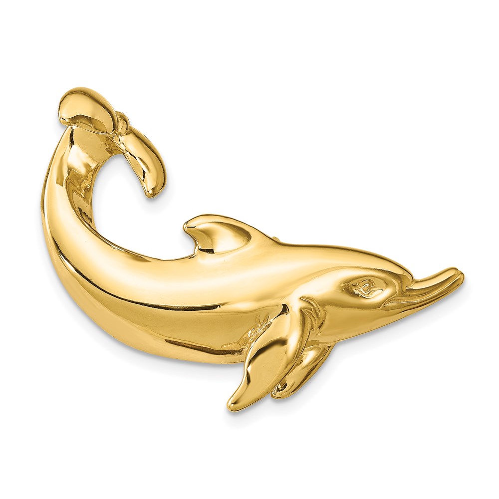 D2845.jpg 14k Large Polished Dolphin with Tail Up Omega Slide - Image 1