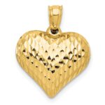 14K Polished and Textured 3-D Puffed Heart Pendant