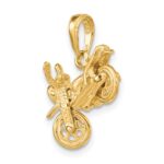 14k 3-D Motorcycle with Moveable Wheels Pendant - Image 5