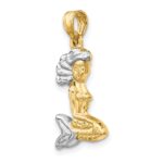 14K with White Rhodium 3-D Mermaid Pendant - Image 5
