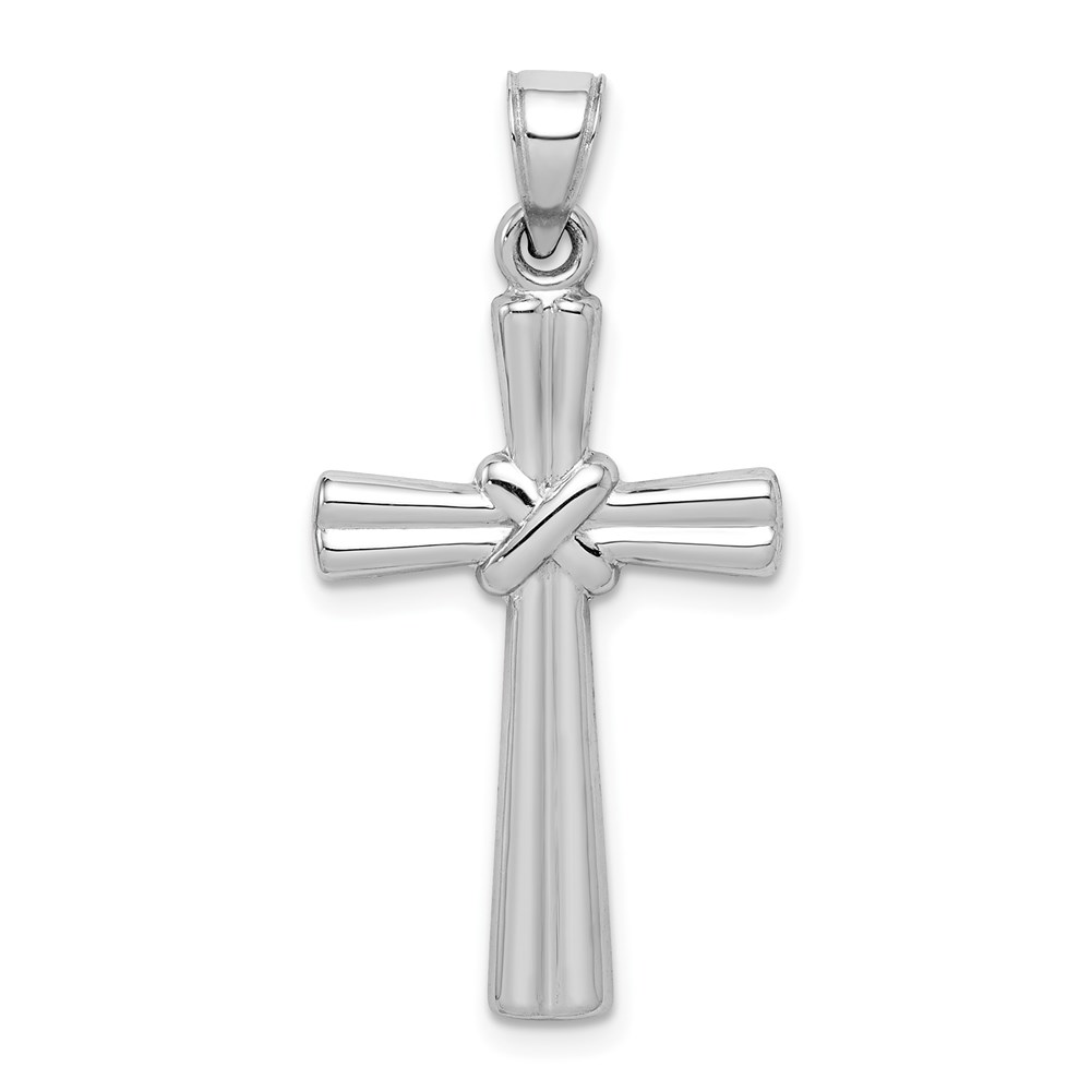D3169.jpg 14k White Gold Hollow -X- Center Cross Pendant - Image 1