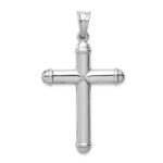 14k White Gold Hollow Cross Pendant