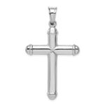 14k White Gold Hollow Cross Pendant - Image 4
