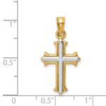 14k and White Rhodium Reversible Hollow Cross Pendant - Image 3
