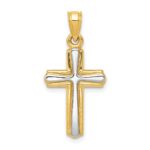 14k and White Rhodium Cross Pendant