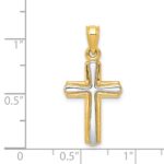 14k and White Rhodium Cross Pendant - Image 3