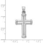 14k White Gold Hollow Cross Pendant - Image 3