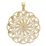 14k and White Rhodium Diamond-cut Fancy Swirl Pendant - Image 4