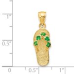 14k 3-D May/Green CZ Birthstone Flip Flop Pendant - Image 3
