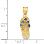 14k 3-D September/Blue CZ Birthstone Flip Flop Pendant - Image 3