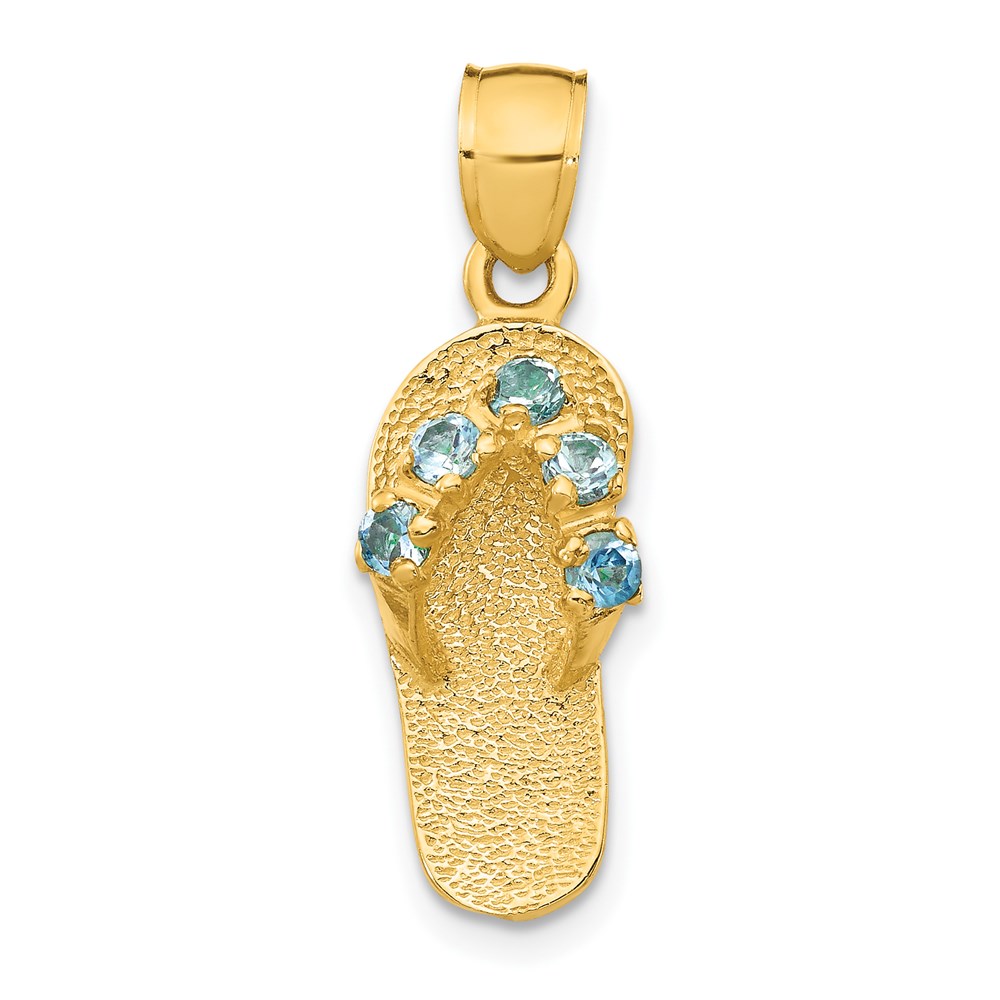 D3432.jpg 14k 3-D December/Blue CZ Birthstone Flip Flop Pendant - Image 1