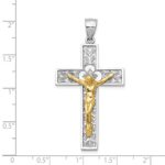 14k Two-tone Crucifix with Flower Center Pendant - Image 3