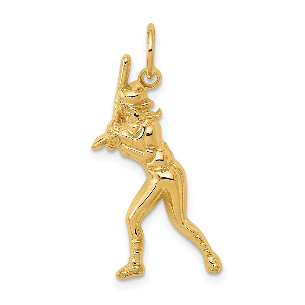 D3476.jpg 14k Female Baseball Batter Charm - Image 1