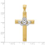 14k Two-tone Large Claddagh Cross Pendant - Image 3