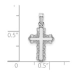 14K White Gold with Lacey Trim and Polished Center Cross Charm - Image 3
