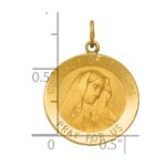 14k Polished and Satin Solid Our Lady of Sorrows Medal Round Pendant - Image 3