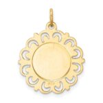 14k Polished and Satin Solid Our Lady of Sorrows Medal Scalloped Edge Round Pendant - Image 4