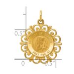 14k Polished and Satin Solid Our Lady of Sorrows Medal Scalloped Edge Round Pendant - Image 3