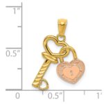 14k Two-tone Heart Lock and Key Pendant - Image 3