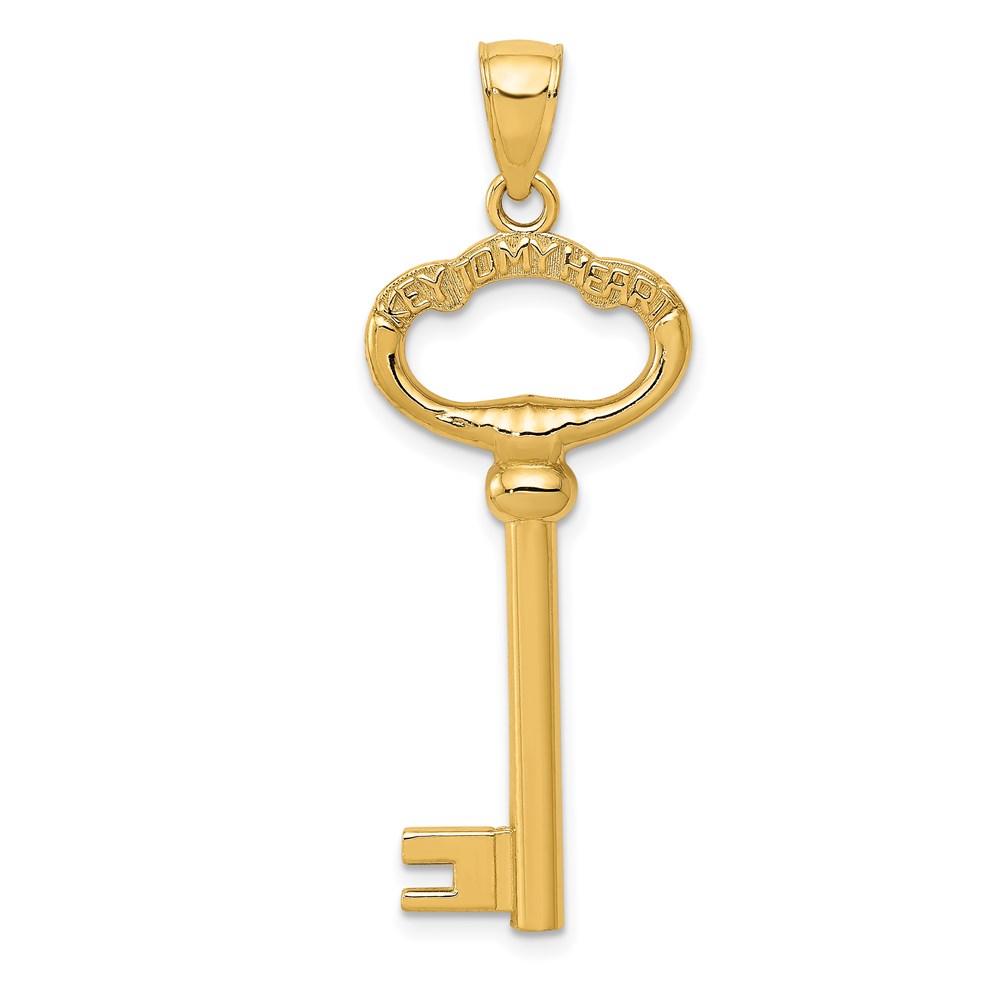 D3853.jpg 14K Polished 3-D KEY TO MY HEART Key Charm - Image 1