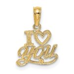 14K Polished and Textured I HEART YOU Charm