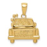 14K Polished and Textured JUST MARRIED Car Pendant