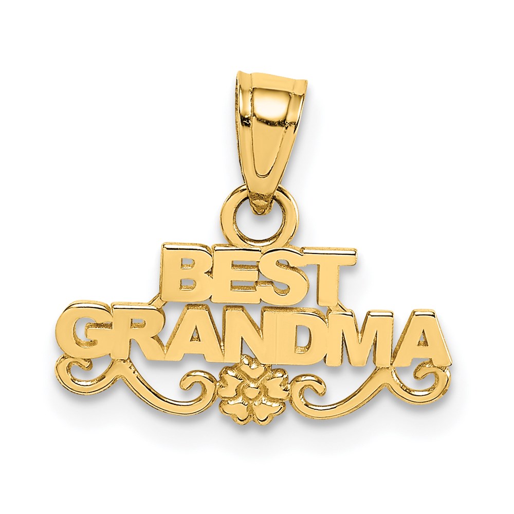 D3957.jpg 14k BEST GRANDMA with Flower Pendant - Image 1