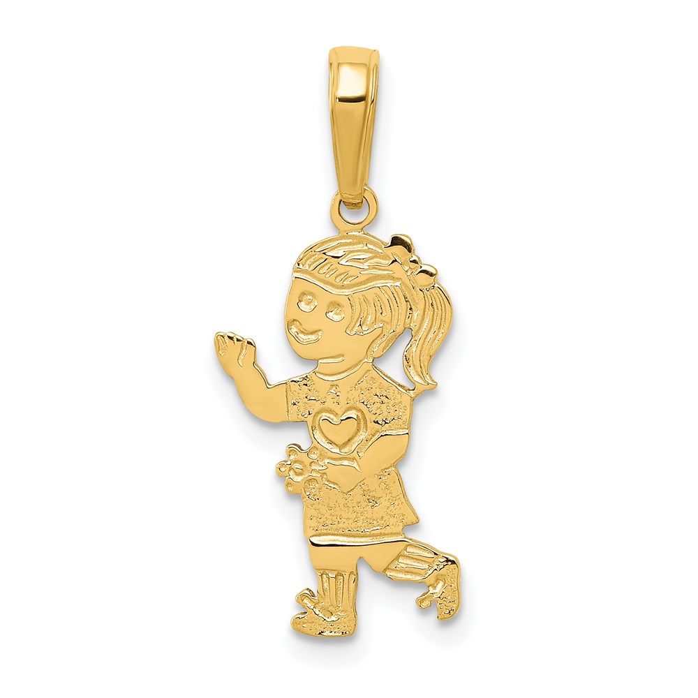 D3993.jpg 14K Little Girl Walking with Flowers Pendant - Image 1