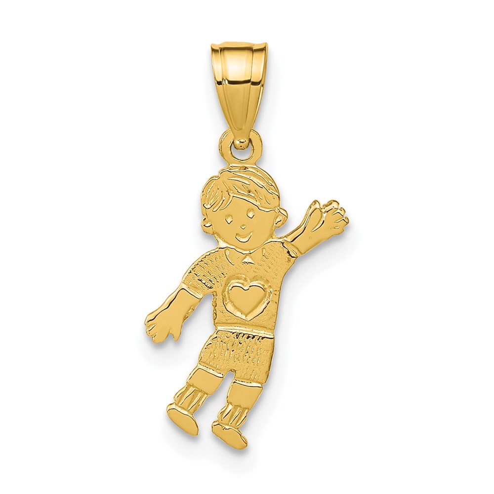 D3994.jpg 14K Boy Waving with Heart on Pocket Charm - Image 1