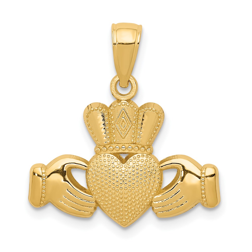 D4040.jpg 14K Claddagh Pendant with Textured Crown - Image 1