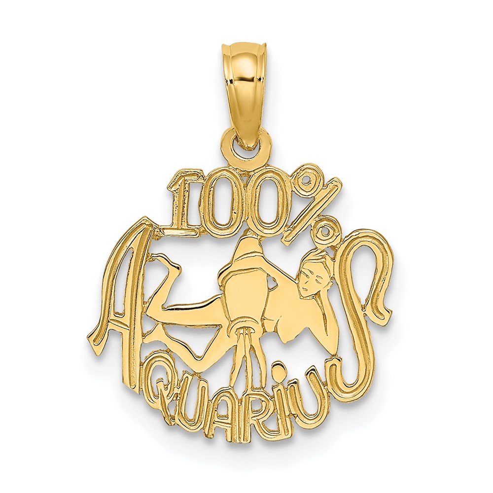 D4064.jpg 14K 100% AQUARIUS Zodiac Charm - Image 1