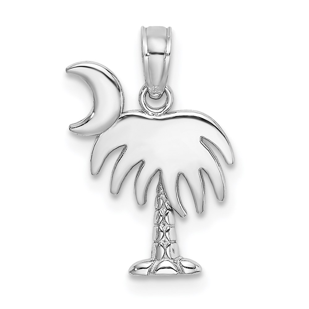 D4095W.jpg 14K White Gold Polished Charleston Palm Tree with Moon Charm - Image 1