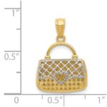14K and White Rhodium 3-D Reversible Heart Handbag Pendant - Image 4