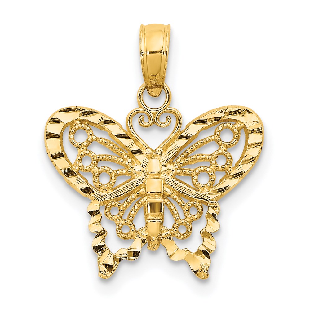 D4207.jpg 14K Diamond-cut Butterfly Pendant - Image 1