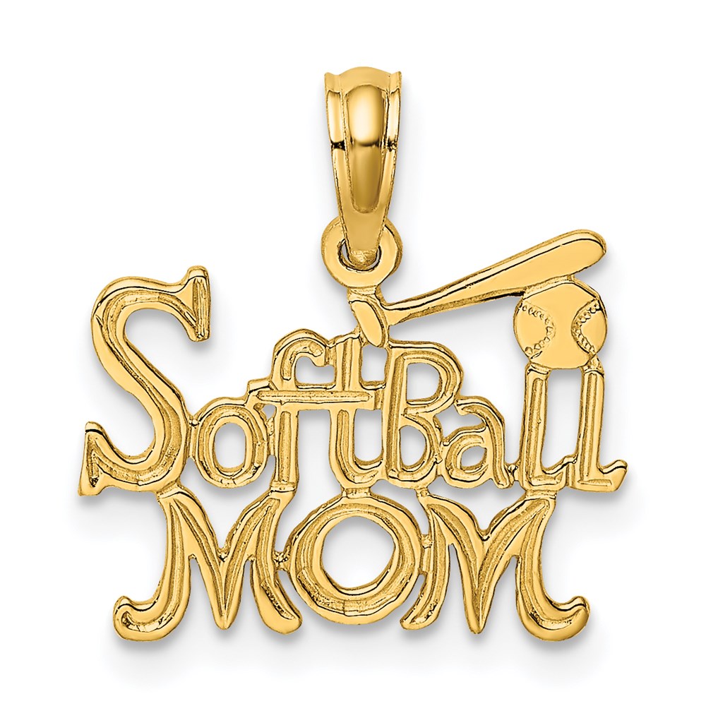 D4286.jpg 14K SOFTBALL MOM with Bat And Ball Charm - Image 1