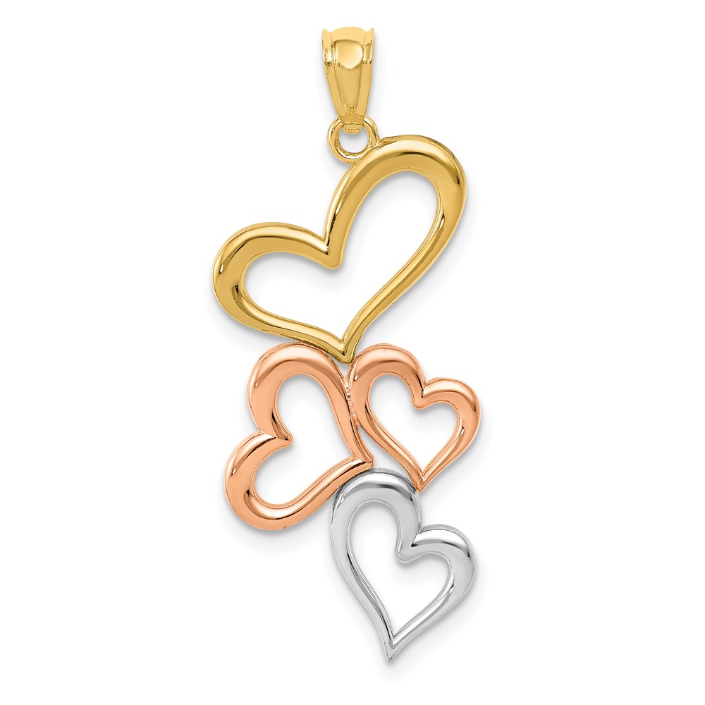 D4360.jpg 14K with Rose and White Rhodium Tumbling Hearts Pendant - Image 1