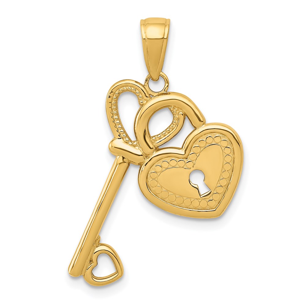 D4362.jpg 14K Polished Heart Key and Lock Charm - Image 1