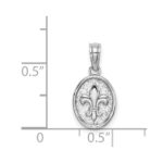 14K White Gold Mini Fleur de Lis Oval Charm - Image 3