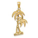 14K Polished and Textured Palm Trees Pendant - Image 4