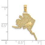 14k Polished and Textured ALASKA Map Charm - Image 3