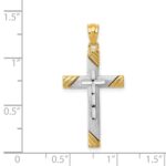 14K and White Rhodium Cross Pendant - Image 3