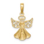 14K Polished and Textured Guardian Angel with Heart Pendant - Image 3