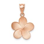 14K Rose Gold Satin Diamond-cut Plumeria Pendant - Image 3