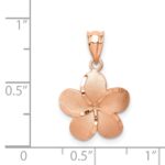 14K Rose Gold Satin Diamond-cut Plumeria Pendant - Image 4
