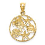 14K and White Rhodium Polished Sealife Pendant - Image 3