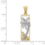 14K Two-tone Palm Tree in Frame Pendant - Image 4
